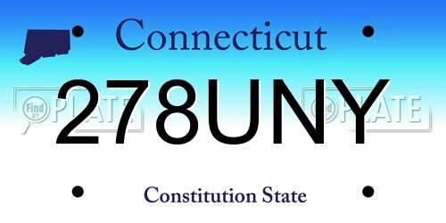 278UNY Connecticut License Plate