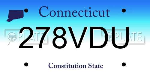 278VDU Connecticut License Plate