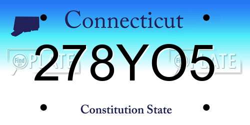 278YO5 Connecticut License Plate