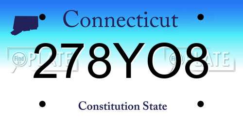 278YO8 Connecticut License Plate