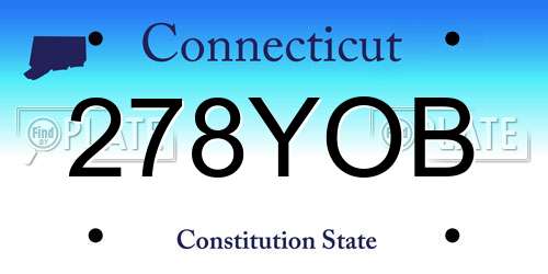 278YOB Connecticut License Plate
