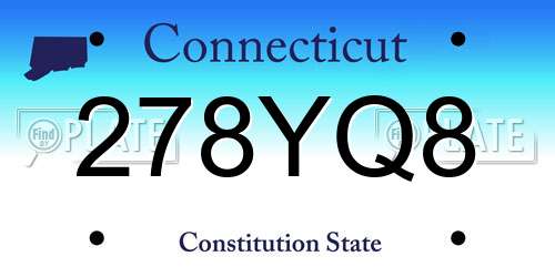278YQ8 Connecticut License Plate