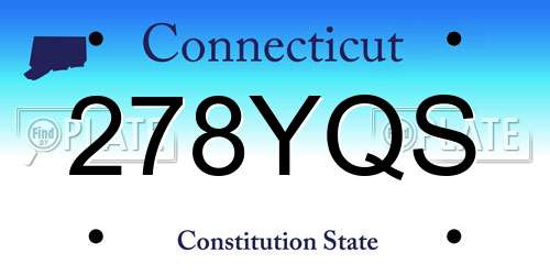 278YQS Connecticut License Plate