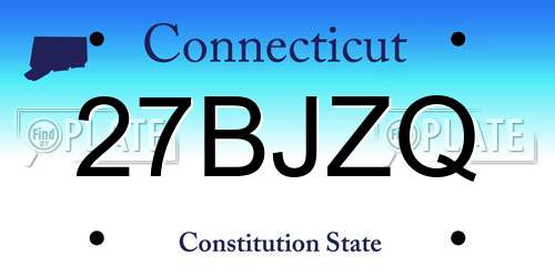 27BJZQ Connecticut License Plate