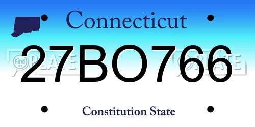 27BO766 Connecticut License Plate