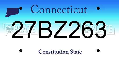 27BZ263 Connecticut License Plate