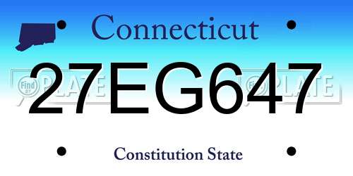 27EG647 Connecticut License Plate