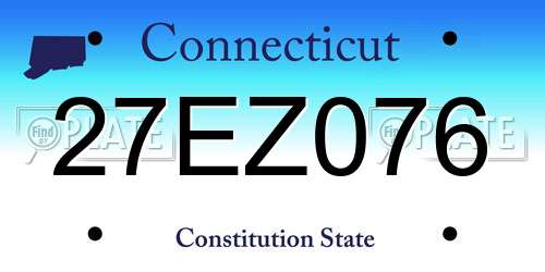 27EZ076 Connecticut License Plate