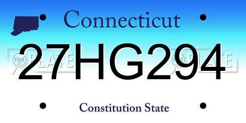 27HG294 Connecticut License Plate