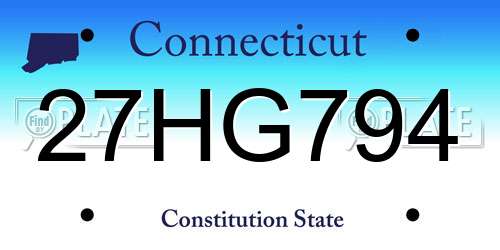 27HG794 Connecticut License Plate
