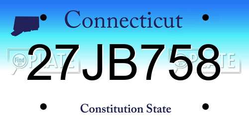 27JB758 Connecticut License Plate