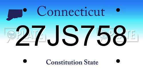27JS758 Connecticut License Plate
