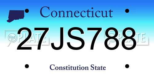 27JS788 Connecticut License Plate
