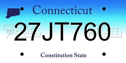 27JT760 Connecticut License Plate