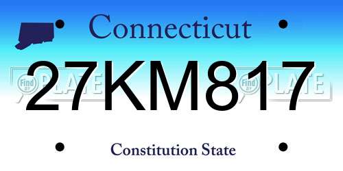 27KM817 Connecticut License Plate