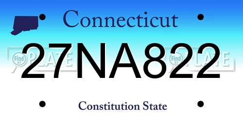 27NA822 Connecticut License Plate