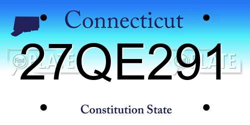 27QE291 Connecticut License Plate