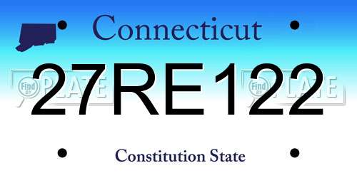 27RE122 Connecticut License Plate