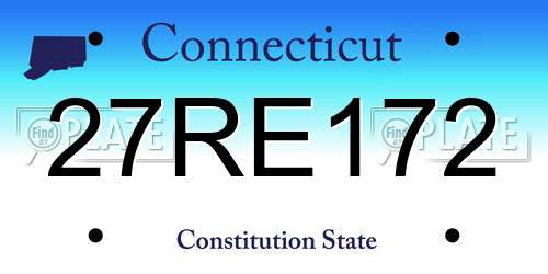 27RE172 Connecticut License Plate
