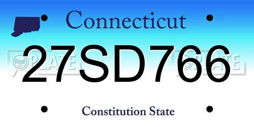 27SD766 Connecticut License Plate