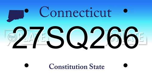 27SQ266 Connecticut License Plate