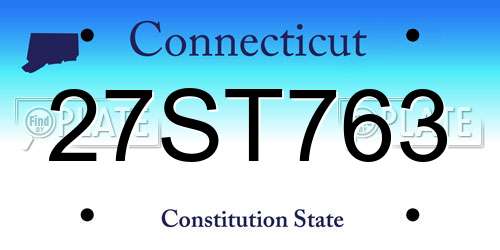 27ST763 Connecticut License Plate