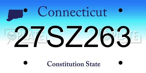 27SZ263 Connecticut License Plate