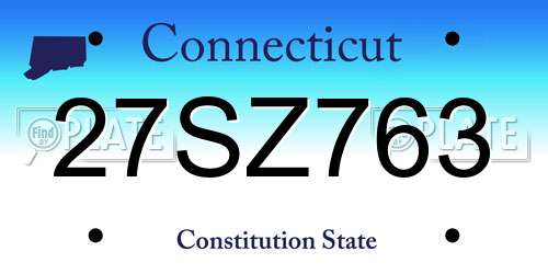 27SZ763 Connecticut License Plate
