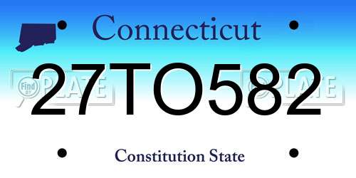 27TO582 Connecticut License Plate