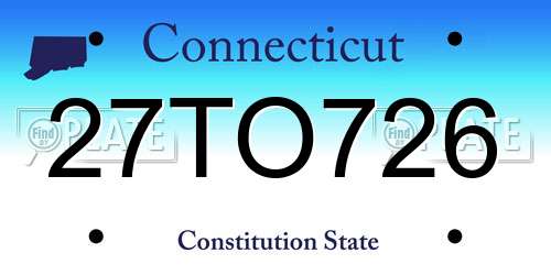 27TO726 Connecticut License Plate