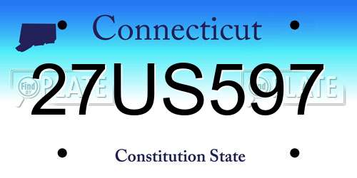 27US597 Connecticut License Plate