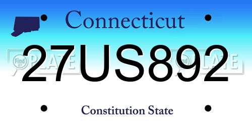 27US892 Connecticut License Plate