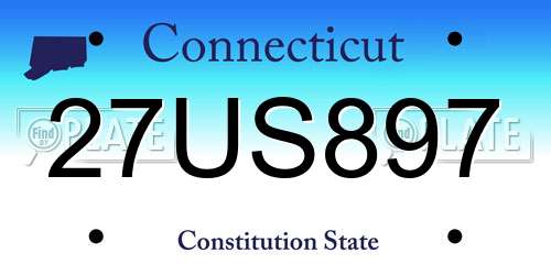 27US897 Connecticut License Plate