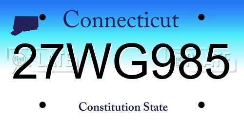 27WG985 Connecticut License Plate