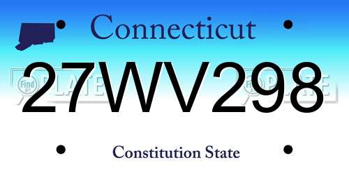 27WV298 Connecticut License Plate
