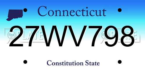 27WV798 Connecticut License Plate