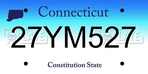 27YM527 Connecticut License Plate