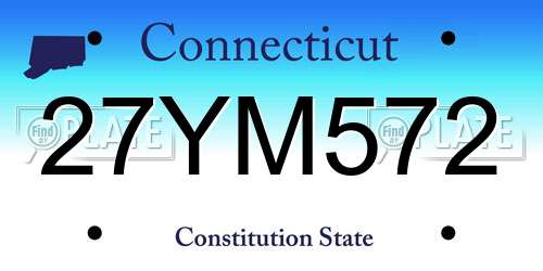 27YM572 Connecticut License Plate