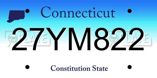 27YM822 Connecticut License Plate