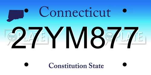 27YM877 Connecticut License Plate