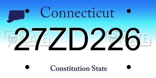 27ZD226 Connecticut License Plate