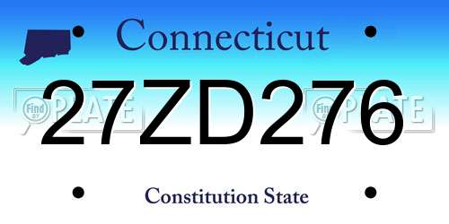 27ZD276 Connecticut License Plate