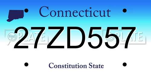 27ZD557 Connecticut License Plate