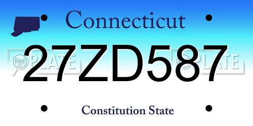 27ZD587 Connecticut License Plate