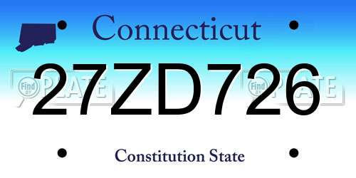 27ZD726 Connecticut License Plate