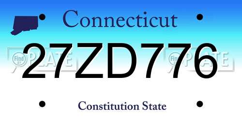 27ZD776 Connecticut License Plate
