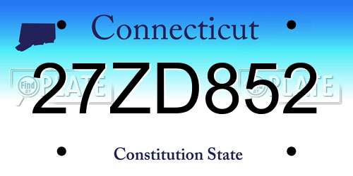 27ZD852 Connecticut License Plate