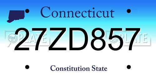 27ZD857 Connecticut License Plate
