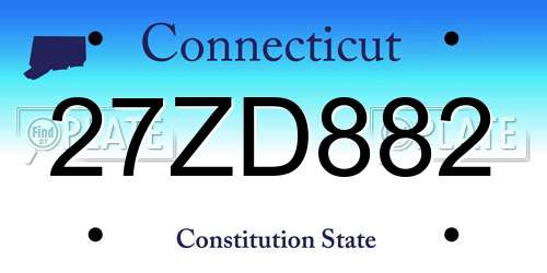 27ZD882 Connecticut License Plate