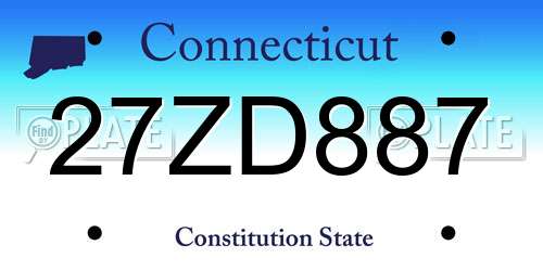 27ZD887 Connecticut License Plate